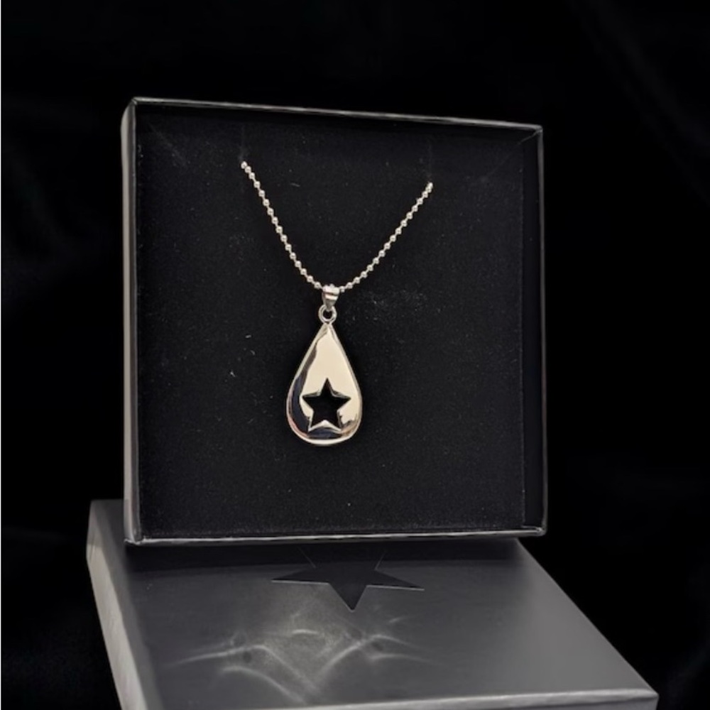 Conan Gray Super 8 Silver Star Teardrop Pendant Necklace